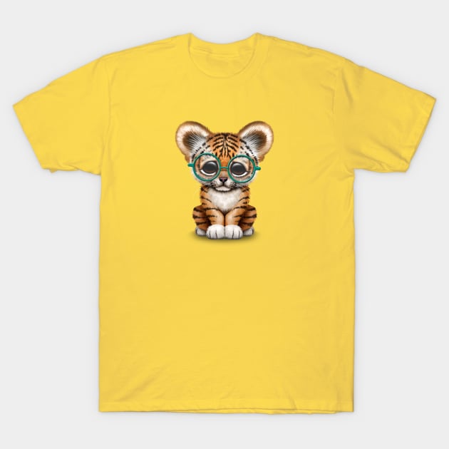 Cute Baby Tiger Cub Wearing Glasses T-Shirt by jeffbartels